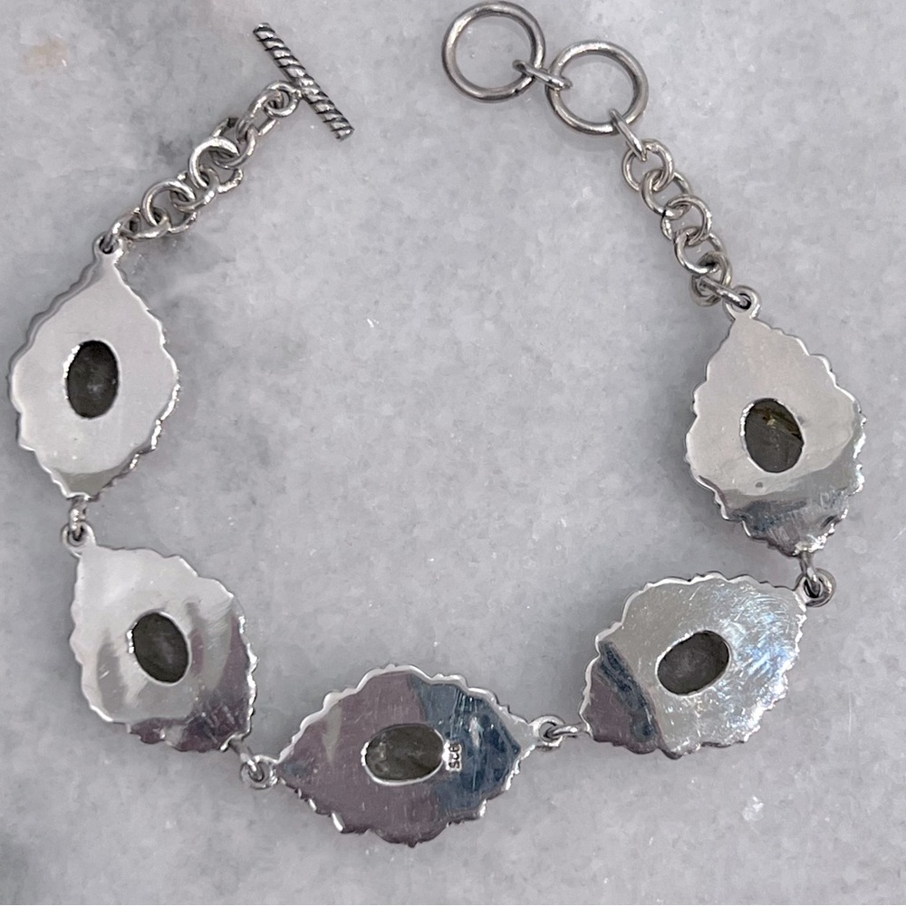 Golden Rutilated Quartz Sterling Silver Toggle Clasp Bracelet - Picture 9 of 10